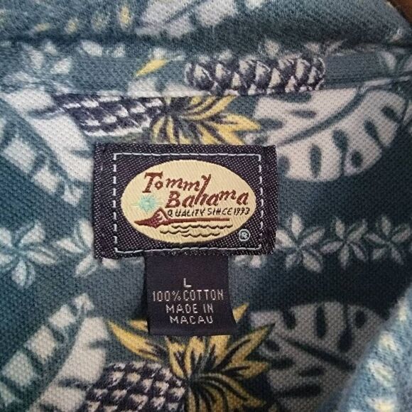 Tommy Bahama Pineapple Polo Hawaiian Cotton Mens SZ L - Picture 2 of 4